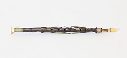 Northumbrian Small-Pipe, John Center (Scottish, Kildrummy, Aberdeenshire, Scotland active 1870–1913 Melbourne, Australia), Wood, leather, ivory, brass, Scottish